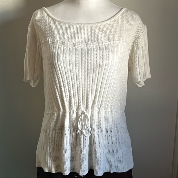Liz Claiborne Liz Sport Short Sleeve Ribbed Knit  Peplum Lightweight Sweater Top - Picture 9 of 9